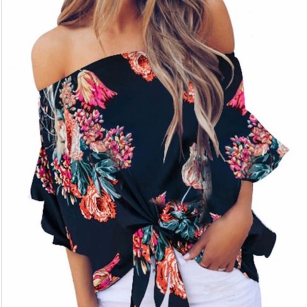 Off Shoulder Floral Blouse